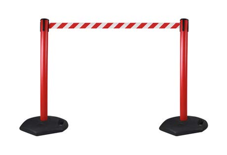 2-Stück-Set FLEXIBARRIER Personenleitsystem Absperrständer Rot -Safety- 3m Gurtlänge *Rot-Weiß*, Absperrständer, Absperrband, Absperrpfosten