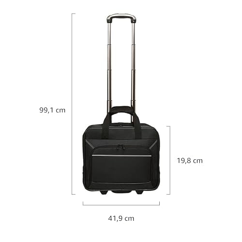 Amazon Basics - Laptop-Trolley, mit schnell laufenden Rollen und leicht zugänglicher Vordertasche - geeignet für Laptops bis 15,6 Zoll (39,6 cm), Schwarz