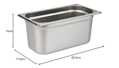 APS 81306 GN 1/3 Behälter, rostfreier Gastronormbehälter Edelstahl, Abmessungen 176 x 325 mm/Höhe 150 mm/Volumen 5,7 Liter, Edelstahlfarben