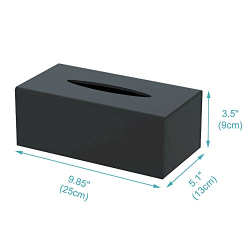 HIIMIEI Kosmetiktücherbox, 25.0×13.0×9.0 cm Acryl Taschentuchbox | Tissue Box mit Magnetabdeckung für Esszimmer Badezimmer Schlafzimmer Auto Büro - Mattschwarz