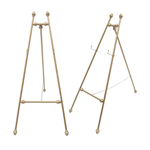 Futchoy 46,5" hoch Goldene Hochzeitsstaffelei mit verstellbaren Haken Bodenstehender Bilderrahmen-Ausstellungsständer für Hochzeiten, Feiern, Partys, Kunstausstellungen etc Veranstaltungen
