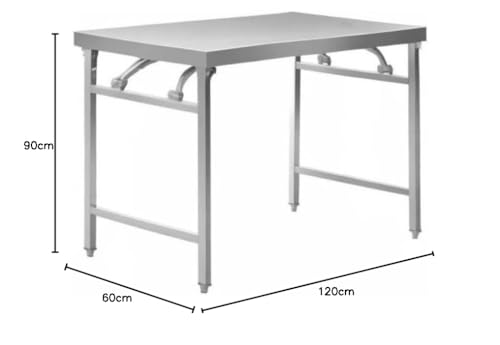 Royal Catering RCAT-120K Klappbarer Arbeitstisch Edelstahltisch (Tragkraft 120 kg, Arbeitsfläche 120 x 60 cm, Höhe 90,50 cm, Höhenverstellbar 10 mm) Edelstahl