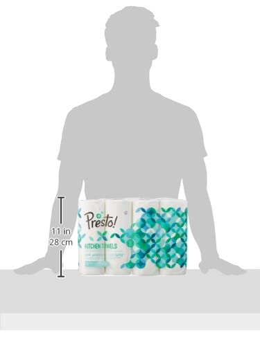 Amazon-Marke: Presto! TAD Küchenrolle, Extra Saugfähig, 32 Rollen (4 Rollen, 8-er Pack), 51 Blätter pro Rolle, Auswringen und Wiederverwenden, FSC-zertifiziert