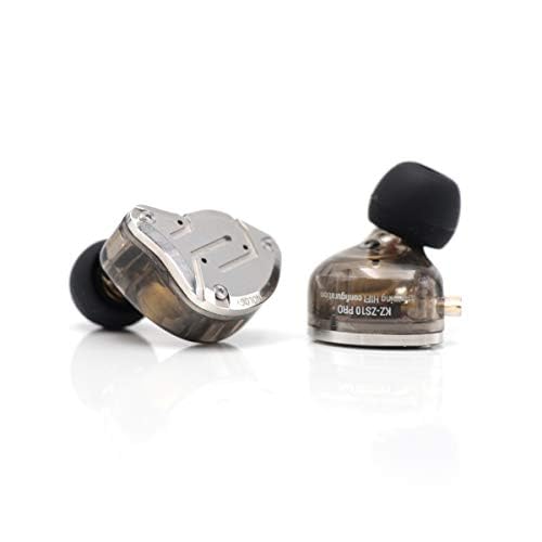 LINSOUL KZ ZS10 Pro,4BA+1DD 5 Treiber In-Ear-Monitor,HiFi Kabelgebundene Ohrhörer,Gaming-Kopfhörer,Hybrid IEM Kopfhörer mit Edelstahlfrontplatte,abnehmbares versenktes 2Pin Kabel (Ohne Mic,Schwarz)