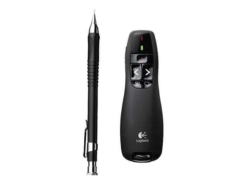 Logitech R400 Presenter, Kabellose 2.4 GHz Verbindung via USB-Empfänger, 15m Reichweite, Roter Laserpointer, Intuitive Bedienelemente, 6 Tasten, Batterieanzeige, PC - Schwarz