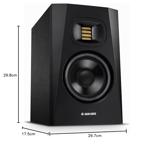 ADAM Audio T5V Studiomonitor für Aufnahmen, Mischungen und Mastering in Studioqualität, Schwarz