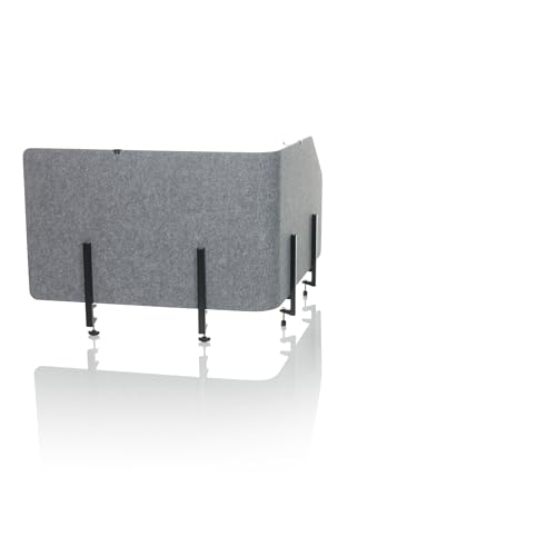 hjh OFFICE Akustik Tischtrennwand FLEXMIUT T TOP 50 x 160 cm Stoff Sichtschutz Schreibtisch, als Eck- oder Front-Trennwand nutzbar, Grau, 891015