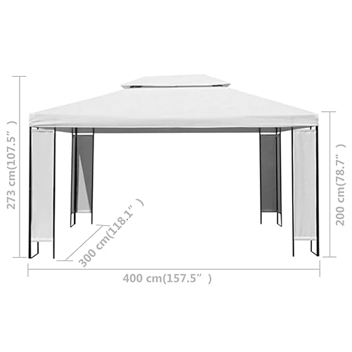 Homgoday Pavillon mit LED-Lichterkette Gartenpavillon Gartenzelt Festzelt Bierzelt Partyzelt UV Schutz Gartenzelt für Event, Party, Garten, Terraza Weiß 3x4 m