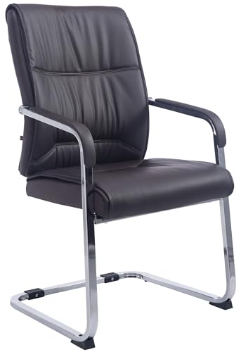 CLP Freischwinger Besucherstuhl XXL Anubis I Stabiler Und Pflegeleichter Stuhl Mit Kunstlederbezug Und Bodenschoner I 260 kg Belastbarkeit, Farbe:braun