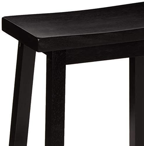 Amazon Basics Hocker für Küchentheke, Sitzfläche aus Massivholz, 61 cm hoch, Schwarz, 2 Stück