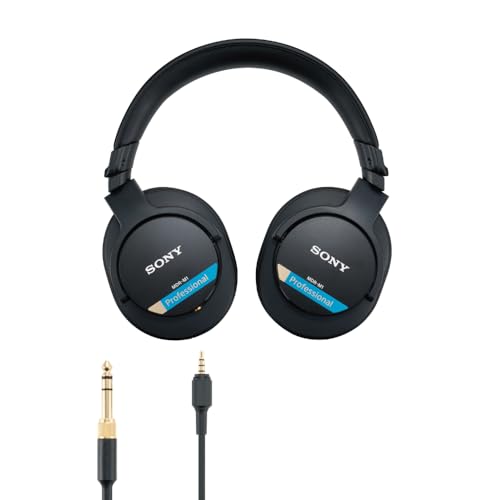 Sony MDR-M1 Studio-Kopfhörer mit geschlossenem Rücken - kabelgebunden, Ultra-Breitband-Wiedergabe (5Hz-80kHz), ideal für Studioaufnahmen und -abmischungen, leicht (216g), 2 abnehmbare Kabel, schwarz