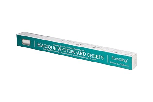 EASYCLING Magique Whiteboard Folie Selbstklebend - Elektrostatische Folie mit 25 Blatt & 1 Boardmarker Inkl, Abwischbar und Wiederbeschreibbar, Geeignet für alle glatten Flächen, 60cm x 80cm (Gridded)