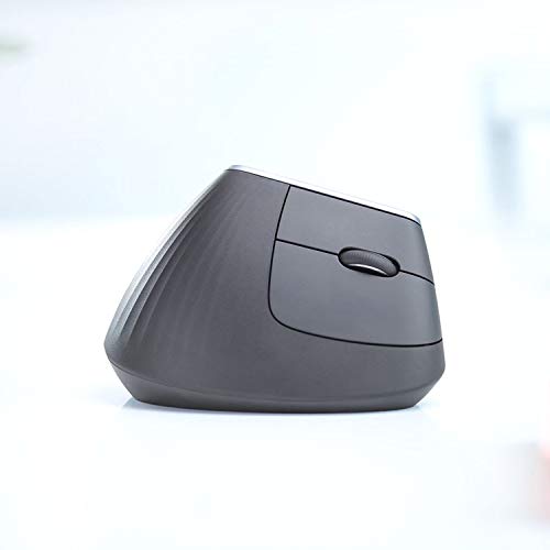 Logitech MX Vertical, Ergonomische Kabellose Maus, Bluetooth und 2.4 GHz Verbindung via Unifying USB-Empfänger, 4000 DPI Sensor, Wiederaufladbarer Akku, 4 Tasten, Multi-Device, PC/Mac/iPadOS - Graphit