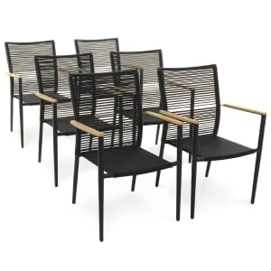 di volio Gartenmöbel PREZZA, langlebiges Gartenmöbel-Set für 6-8 Personen - Esstisch & 6 Stühle, Kunstholz & Aluminium, stapelbare und Bequeme Stühle (6+1)