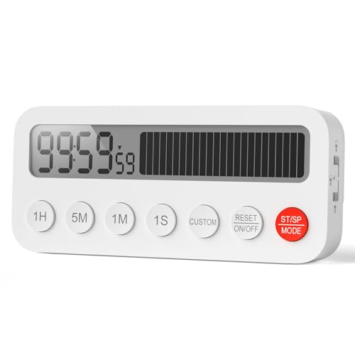 LIORQUE Digitaler Küchentimer Timer mit Countdown-Fortschrittsbalken Uhrmodus 3 Lautstärkestufen Speicherfunktion LCD Anzeige Magnetisch Stoppuhr für Kochen Sport Studieren