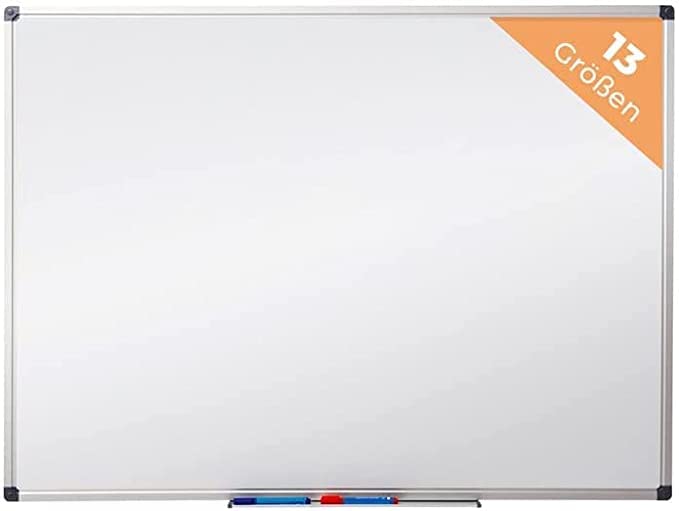 MOB Magnetisches Whiteboard 110x80cm mit Alurahmen und abnehmbare Stiftablage für Büro, Heim und Schule, Magnettafel kratzfest und trocken abwischbar | Magentboard in Hoch- oder Querformat