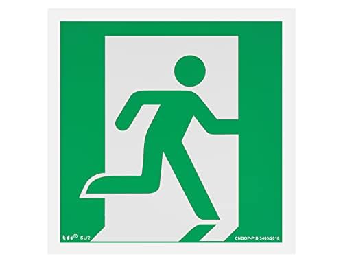 notlok Safety Work - Notausgangsschild Nachleuchtend [ 15 x 15 cm ] | PVC Platte mit Schaumstoffklebeband | DIN EN ISO 7010, DIN 67510 | Fluchtwegschilder Nachleuchtend, Notausgang Schild Beleuchtet
