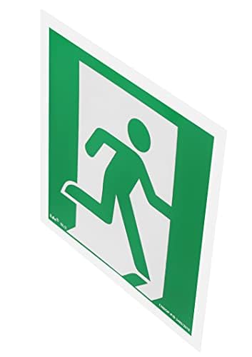 notlok Safety Work - Notausgangsschild Nachleuchtend [ 15 x 15 cm ] | PVC Platte mit Schaumstoffklebeband | DIN EN ISO 7010, DIN 67510 | Fluchtwegschilder Nachleuchtend, Notausgang Schild Beleuchtet