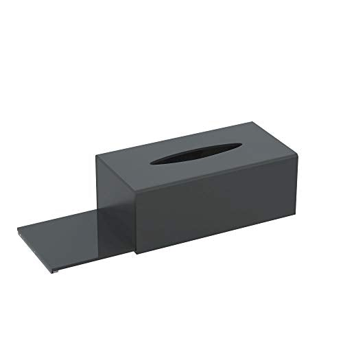 HIIMIEI Kosmetiktücherbox, 25.0×13.0×9.0 cm Acryl Taschentuchbox | Tissue Box mit Magnetabdeckung für Esszimmer Badezimmer Schlafzimmer Auto Büro - Mattschwarz