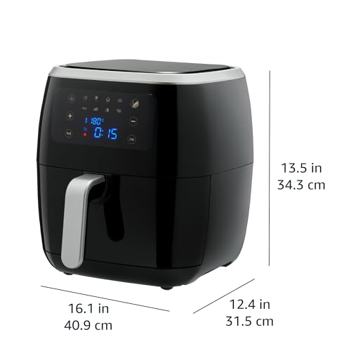 Amazon Basics 6 liter Luftfritteuse mit digitalem Touchscreen und 8 Kochvoreinstellungen, Schwarz