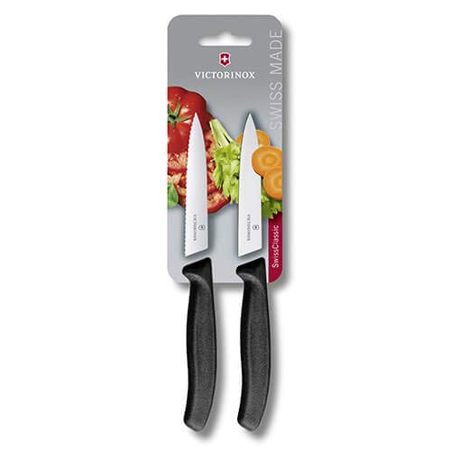 Victorinox, Swiss Classic, Profi Gemüsemesser-Set, Extra Scharfe Klinge, Swiss Made, Robuster Kunststoffgriff, schwarz