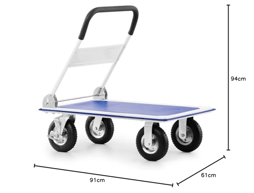 Pallit Carry-R Transportwagen klappbar 300kg Rollwagen mit lenkbarer Luftbereifung Anti-Rutsch Plattformwagen Transporthilfe Handwagen mit Feststellbremse