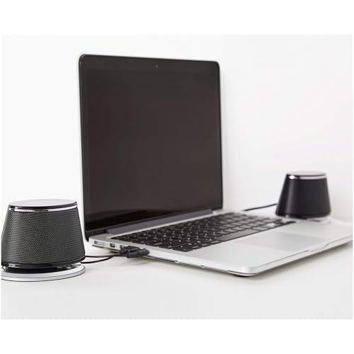 Amazon Basics Stereo-2.0-Lautsprecher für PC oder Laptop, 3,5-mm-AUX-Eingang, USB-Stromversorgung, 1 Paire, Schwarz