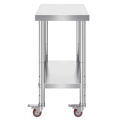 VEVOR Arbeitstisch Edelstahl 76 x 46 x 86 cm Werkbank Catering Arbeitstisch etwas 100 kg für Belastbarkeit Lebensmittel Zubereitungstisch Gewerbliche Arbeitstisch für Küche 4 verstellbare Füße