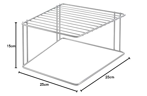 Metaltex 364001000 Boxe Eckschrankeinsatz 1-Etg. 25x25x15cm Polytherm, silbermetallic, Silber
