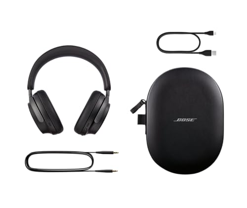 Bose QuietComfort Ultra Kabellose Kopfhörer mit Noise-Cancelling für räumlichen Klang, Over-Ear-Kopfhörer mit Mikrofon, Bis zu 24 Stunden Akkulaufzeit, Kopfhörer mit Raumklang, Schwarz