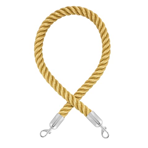 Absperrkordel -Premium- mit Karabinern (Ø36 mm) - Absperrseil mit Schnappenden (1.5 m, Beige/Chrom poliert)