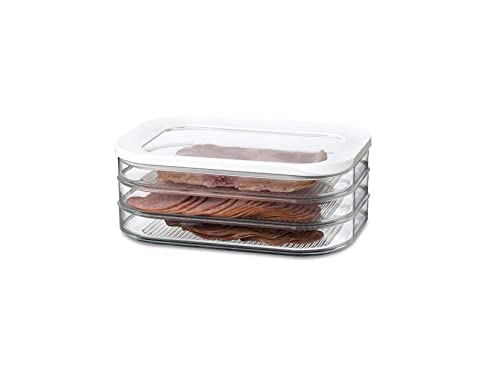 Mepal 2-tlg Vorratsdosen Frühstücks-Set Stora Weiß – Knäckebrotdose mit Kühlschrankdose – zur Aufbewahrung von Knäckebrot bzw. Wurst und Fleischwaren – 3 separate Aufbewahrungsbehälter