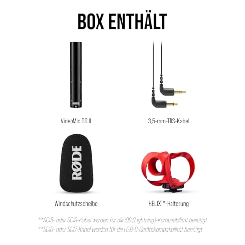 RØDE VideoMic GO II Ultra-kompaktes On-Camera Richtrohrmikrofon mit 3,5-mm- und USB-Ausgängen für Filmproduktion, Content-Erstellung, Podcasting und Videotelefonie
