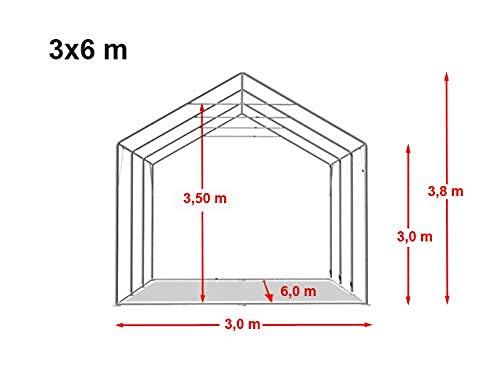 Zelthalle Lagerzelt 3x6m / 3m Seitenhöhe Industriezelt feuersichere PRIMEtex PVC Plane 2300 N wasserdicht in grün