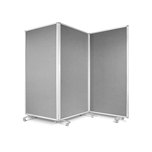 Floordirekt Filz Stellwand mobile Stellwandsystem 3-teilig - Filztafel Pinnwand mit Rollen - Trennwand Raumteiler - Präsentationswand Messewand - doppelseitig nutzbar (180 x 60 x 180 cm, Grau)
