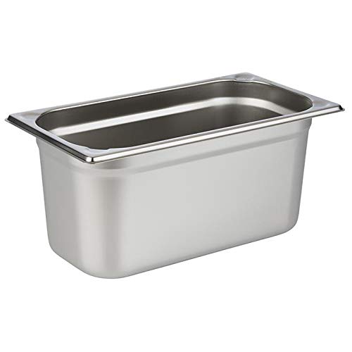 APS 81306 GN 1/3 Behälter, rostfreier Gastronormbehälter Edelstahl, Abmessungen 176 x 325 mm/Höhe 150 mm/Volumen 5,7 Liter, Edelstahlfarben