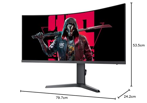 KOORUI 34 Zoll Ultrawide Curved Gaming Monitor, PC Bildschirm 165Hz, 1MS, 1000R, WQHD 3440x1440, VA, Adaptive Sync, 2xHDMI 100Hz & Display Port 165Hz, VESA 75 * 75mm, DCI-P3 90%, Höhenverstellbar