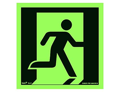notlok Safety Work - Notausgangsschild Nachleuchtend [ 15 x 15 cm ] | PVC Platte mit Schaumstoffklebeband | DIN EN ISO 7010, DIN 67510 | Fluchtwegschilder Nachleuchtend, Notausgang Schild Beleuchtet