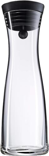 WMF Basic Wasserkaraffe aus Glas, 1 Liter, Glaskaraffe mit Deckel, Silikondeckel, CloseUp-Verschluss