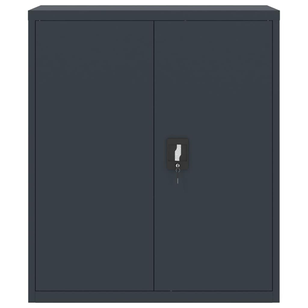 vidaXL Aktenschrank, Büroschrank mit 2 Einlegeböden, Abschließbar Metallschrank Schrank mit Türen, Aufbewahrungsschrank Büromöbel, Anthrazit Stahl