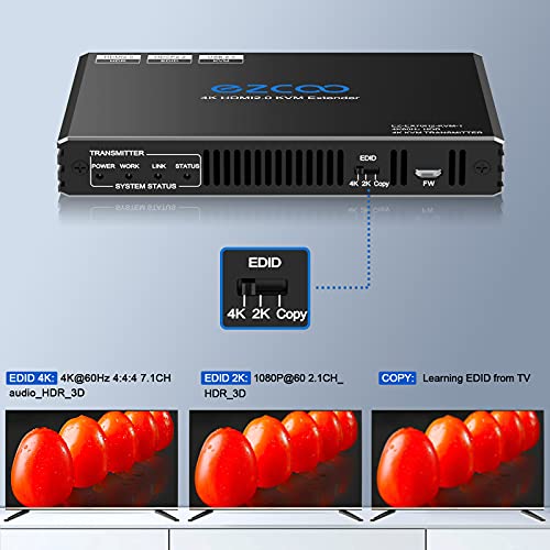 4K HDMI KVM Extender USB unkomprimiert 4K 60Hz HDR Single over Cat5e/6 bis zu 300 Fuß 3 Ports USB 2.