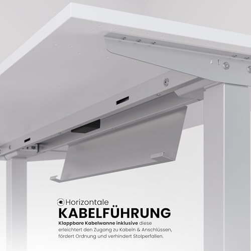 Bümö elektrisch höhenverstellbarer Konferenztisch Nussbaum 220x103 cm - Besprechungstisch rund-oval, grosser elektrischer Meeting-Tisch höhenverstellbar für Konferenz & Besprechungsraum