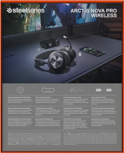 SteelSeries Arctis Nova Pro Wireless - Multi-System Gaming-Headset – Hi-Fi-Treiber – Active Noise Cancellation – Infinity Power System – PC, PS5, PS4, Switch, Smartphone