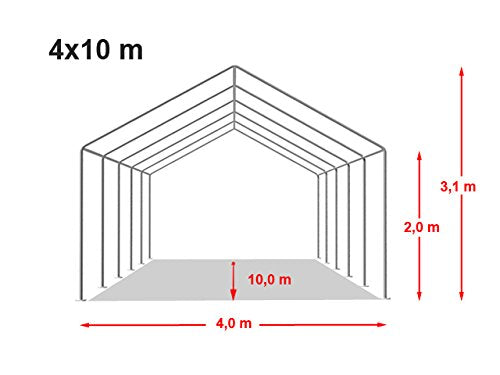 TOOLPORT Party-Zelt Festzelt 4x10 m Garten-Pavillon -Zelt PVC Plane 700 N in weiß Wasserdicht