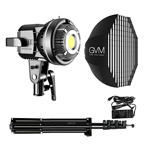 GVM LED Videoleuchte mit Softbox, 80W Bowens Studiolicht mit Stativ, 5600K Tageslicht LED Fotografie