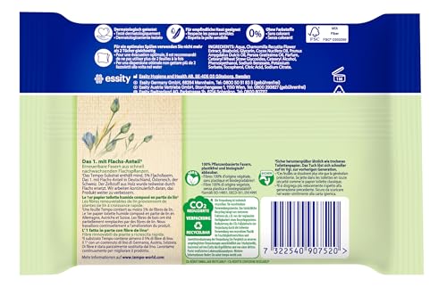 Tempo Toilettenpapier, feucht, sanftundsensitiv Trio-Pack (18 Packungen x je 42 Blatt), Großpackung, 1 kg