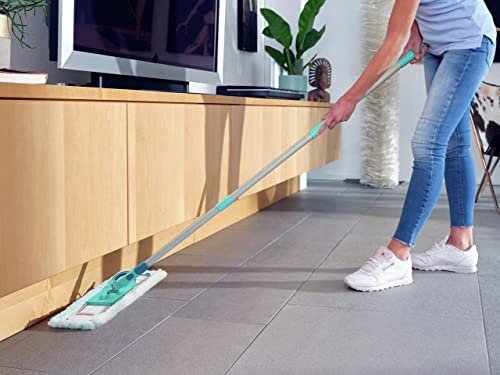 Leifheit rückenschonender Bodenwischer Profi XL micro Duo, Stahlstiel 146cm, Wischmopp mit Fußklick, Mikrofaser Bezug für Fliesen und Laminat, 360° Drehgelenk, Click-System, umweltfreundlicher Karton