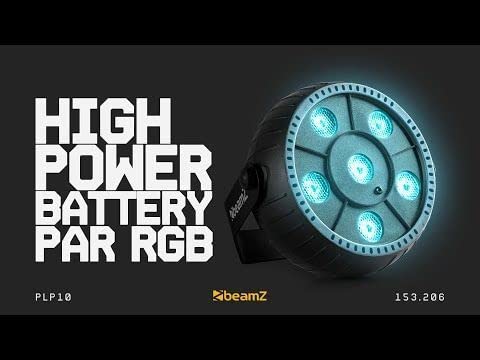 BeamZ PLP10 Akku LED PAR mit 6 LEDs 2 Watt - 4 Stück RGB LED PAR Scheinwerfer Stroboskop, Auto- und Soundmodus, Fernbedienung, Discolicht Partylicht Spotlight, Bühnenbeleuchtung, Effektstrahler