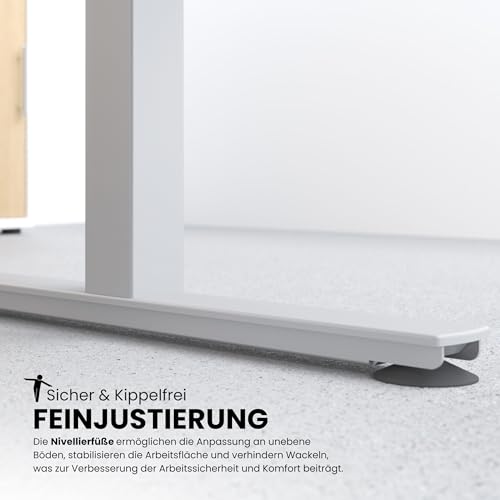 Bümö elektrisch höhenverstellbarer Konferenztisch Nussbaum 220x103 cm - Besprechungstisch rund-oval, grosser elektrischer Meeting-Tisch höhenverstellbar für Konferenz & Besprechungsraum