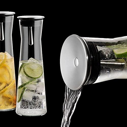 Bohemia Cristal 093 006 103 SIMAX Karaffe ca. 1100 ml aus hitzebeständigem Borosilikatglas mit praktischem Ausgießer aus Edelstahl "Indis", 10.2 x 10.2 x 30.5 cm